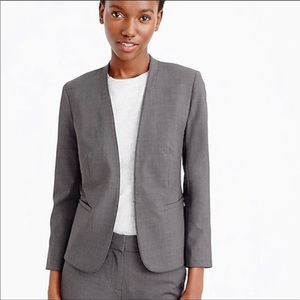 J Crew Collarless Blazer in Italian Stretch Wool
